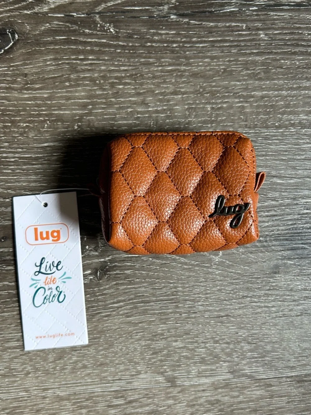NWT Lug Choo Choo Mini Brown Pill Box Coin‎ Purse Mini Organizer